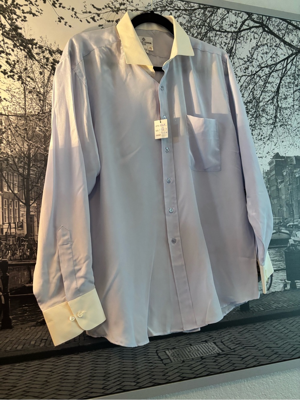 Ferrini Light Blue Dress Shirt with White Contrast Collar & Cuffs